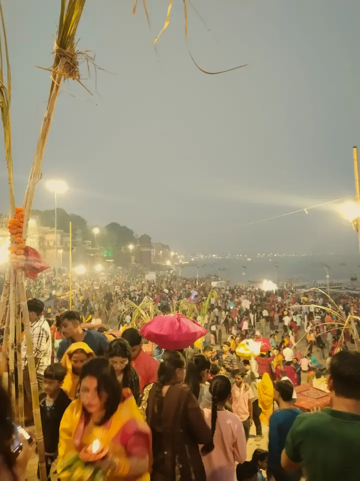 Crowds of devotees gathered at the ghats for Chhath Puja