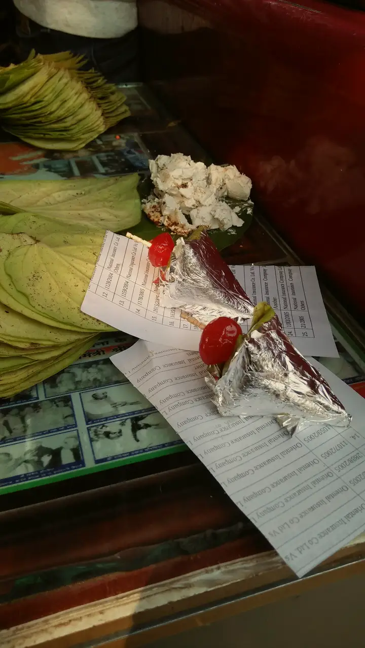 A Banarasi paan wrapped in silver foil