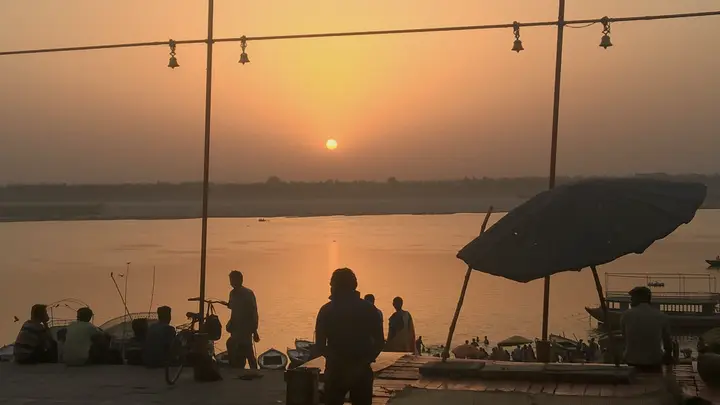 Sunrise over the Ganga at Assi Ghat