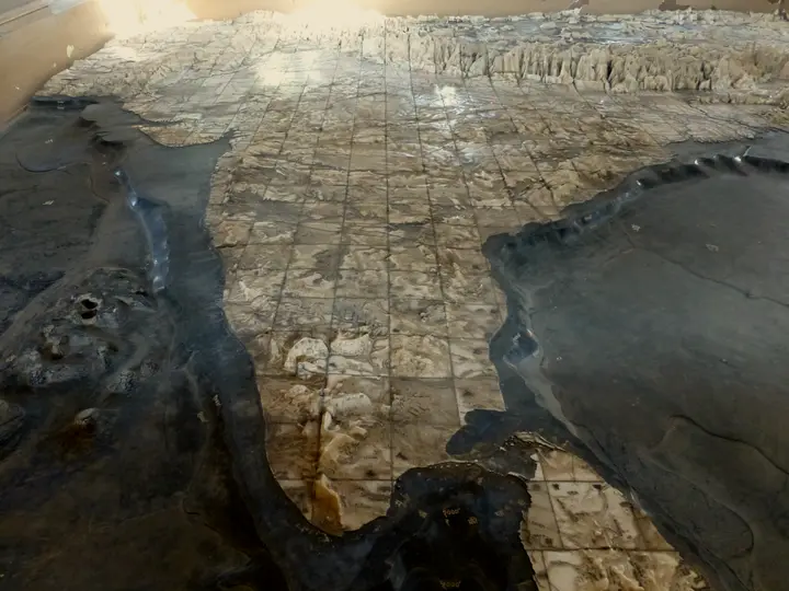The marble relief map of undivided India inside Bharat Mata Mandir