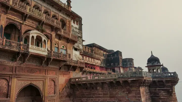 Sandstone walls of Ramnagar Fort on the east bank of the Ganga