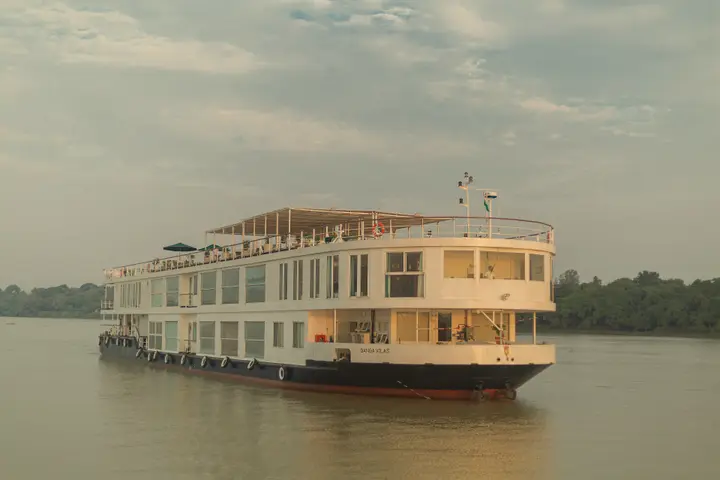 The river cruise ship MV Ganga Vilas on the Ganga